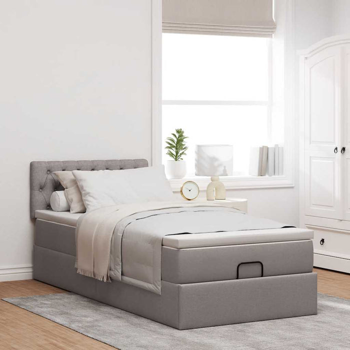 Pat otoman cu saltea Taupe 100x200 cm Stofa WALTI