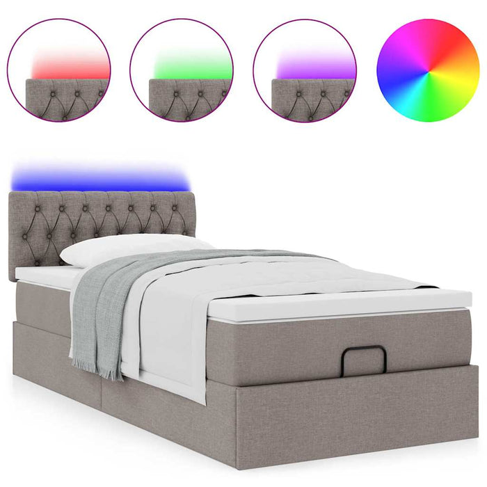 Pat otoman cu saltea Taupe 100x200 cm Stofa WALTI