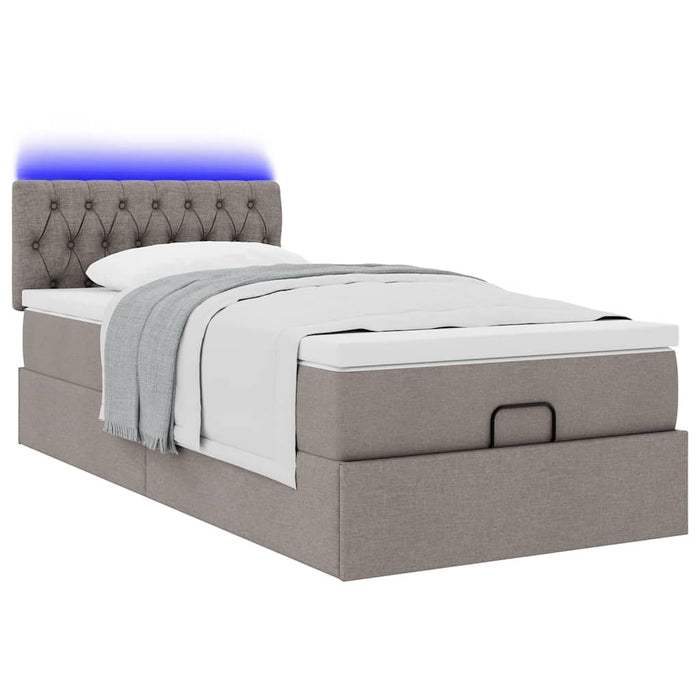 Pat otoman cu saltea Taupe 100x200 cm Stofa WALTI