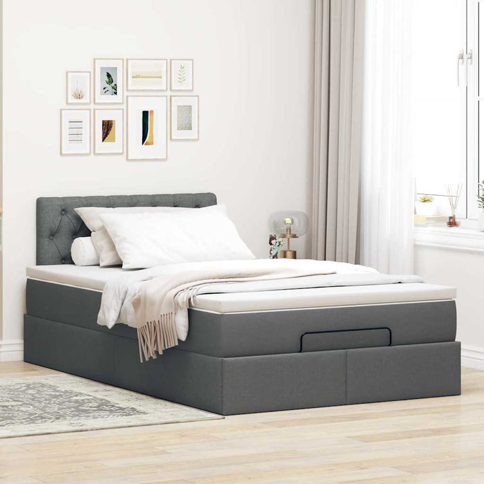 Pat otoman cu saltea și LED-uri, gri închis, 120x190 cm, textil - WALTI WALTI