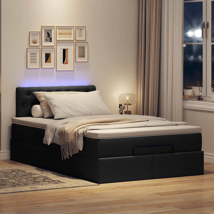 Pat otoman cu saltea și LED-uri, negru, 120x190 cm, textil - WALTI WALTI
