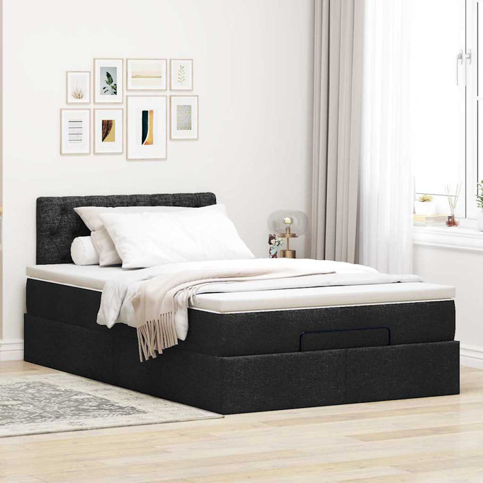Pat otoman cu saltea și LED-uri, negru, 120x190 cm, textil - WALTI WALTI