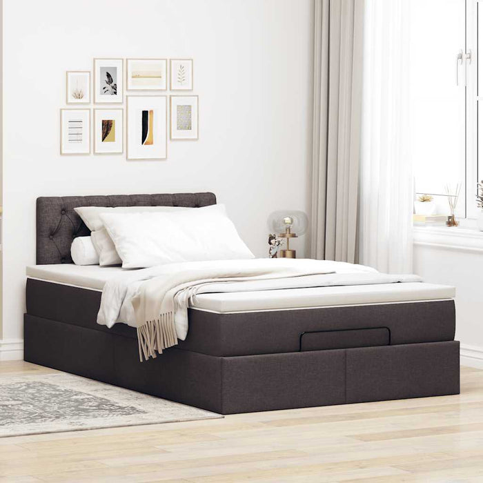 Cadru de pat otoman cu saltea țesătură maro închis 120x190 cm - WALTI WALTI
