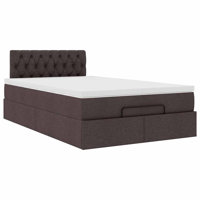 Cadru de pat otoman cu saltea țesătură maro închis 120x190 cm - WALTI WALTI