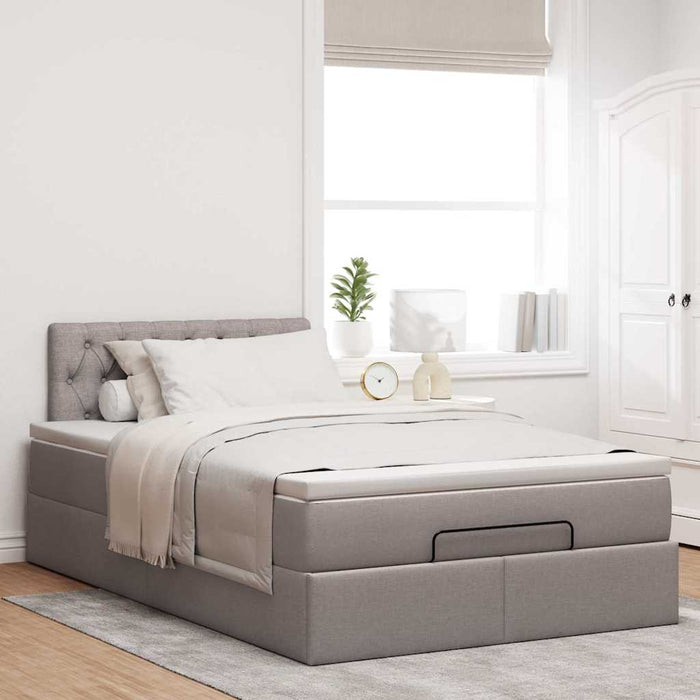 Pat otoman cu saltea și LED-uri, gri taupe, 120x190cm, textil - WALTI WALTI