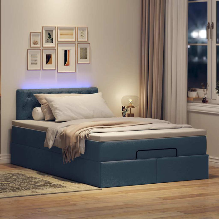 Pat otoman cu saltea și LED-uri, albastru, 120x190cm, textil - WALTI WALTI