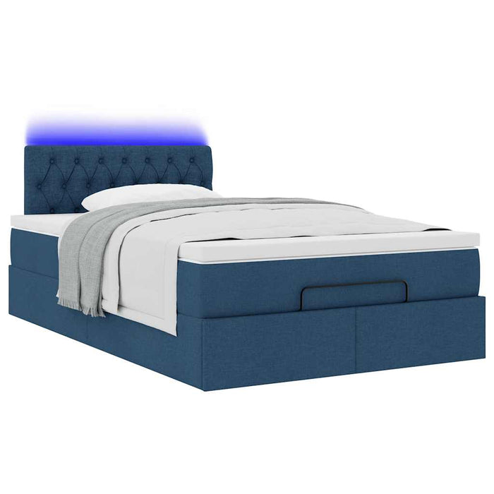 Pat otoman cu saltea și LED-uri, albastru, 120x190cm, textil - WALTI WALTI