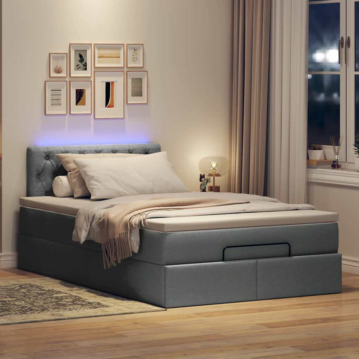 Pat otoman cu saltea și LED-uri, gri închis, 120x200 cm, textil - WALTI WALTI