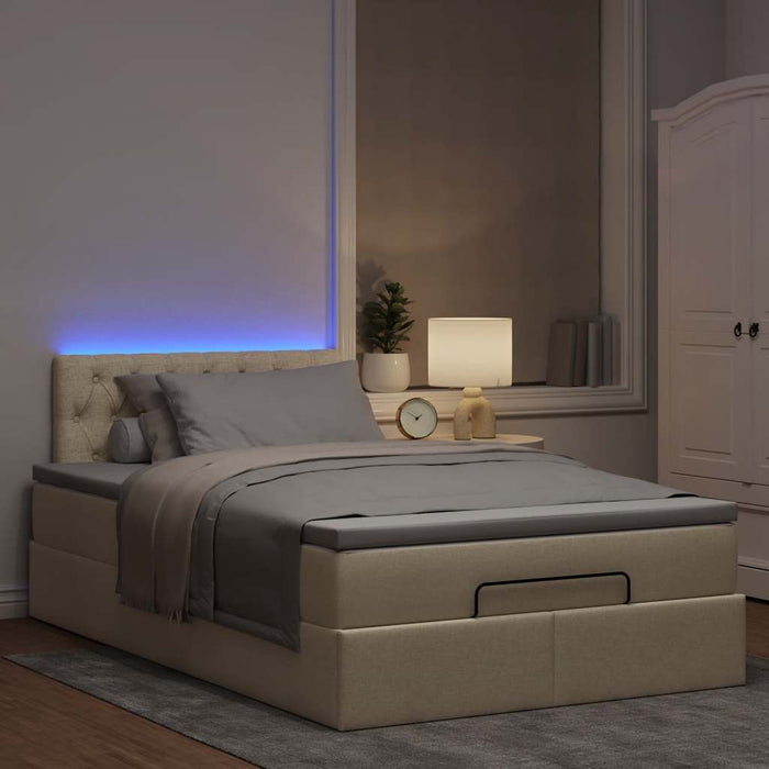 Cadru de pat otoman cu saltea crem 120x200cm stofa - WALTI WALTI