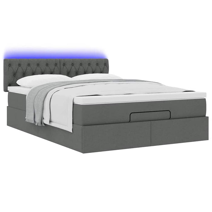 Pat otoman cu saltea și LED-uri țesătură gri închis 140x190 cm - WALTI WALTI