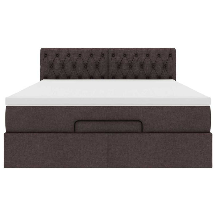 Pat otoman cu saltea și LED-uri țesătură maro închis 140x190 cm - WALTI WALTI