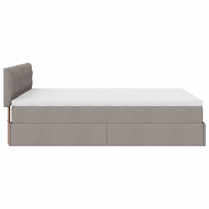Pat otoman cu saltea și LED-uri Taupe 140x200 cm țesătură WALTI