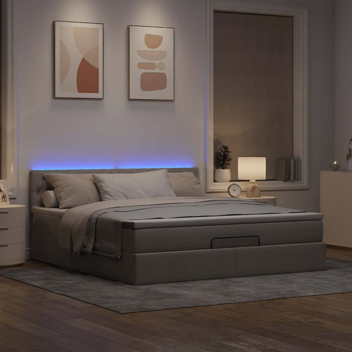 Cadru de pat otoman cu saltea Taupe 160x200cm Material WALTI