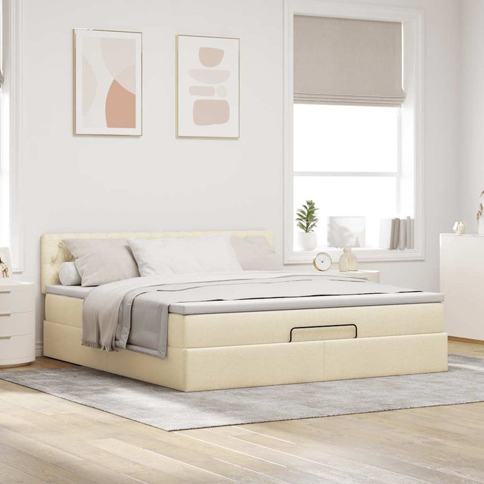 Cadru de pat otoman cu saltea crem 160x200cm stofa - WALTI WALTI