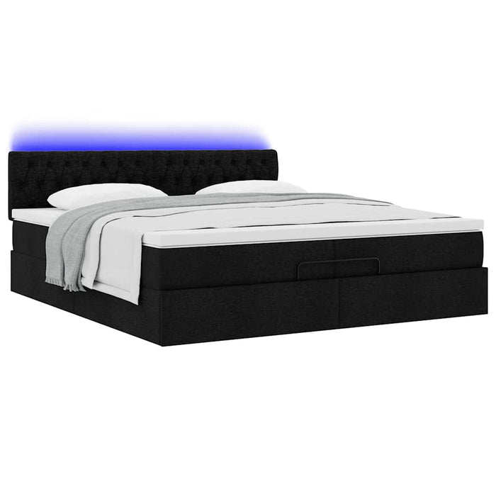 Cadru de pat otoman cu saltele, țesătură neagră 200x200cm - WALTI WALTI