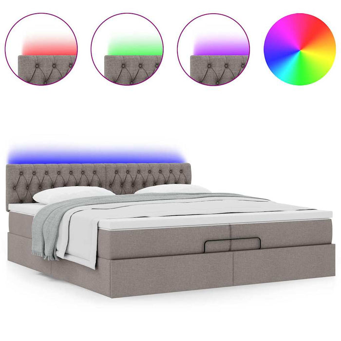 Cadru de pat otoman cu saltele Taupe 200x200cm țesătură WALTI