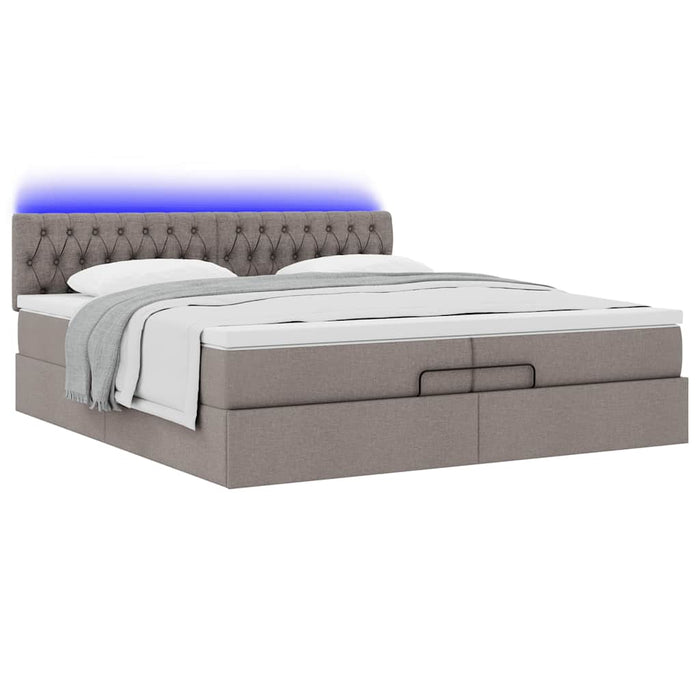 Cadru de pat otoman cu saltele Taupe 200x200cm țesătură WALTI