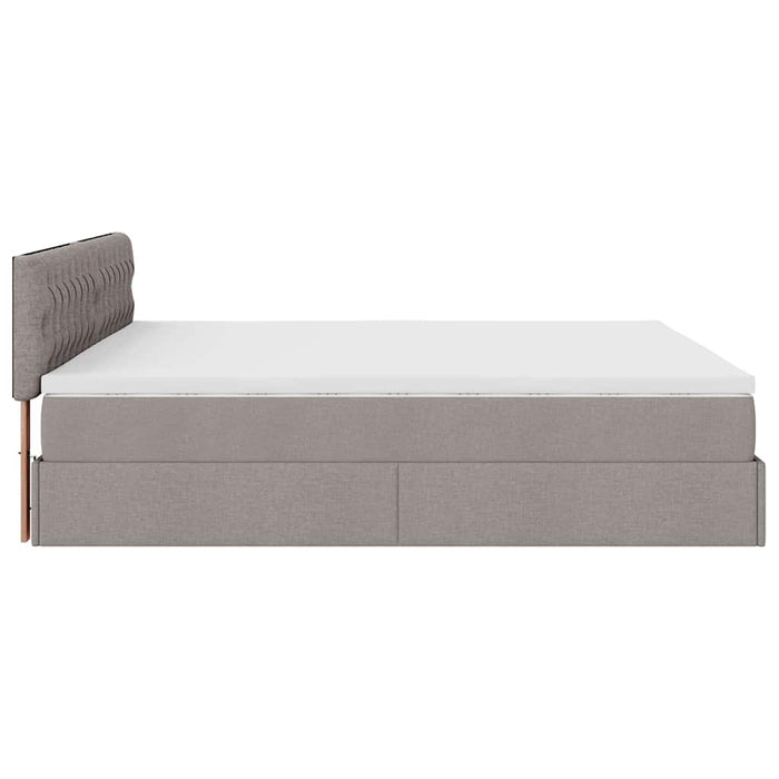 Cadru de pat otoman cu saltele Taupe 200x200cm țesătură WALTI