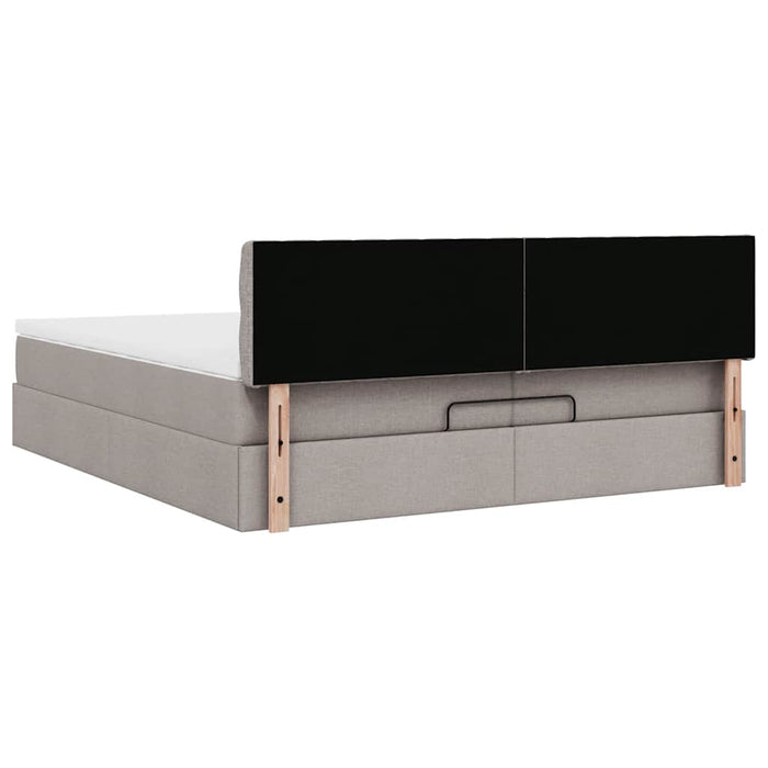 Cadru de pat otoman cu saltele Taupe 200x200cm țesătură WALTI