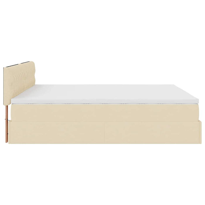Cadru de pat otoman cu saltele crem 200x200cm stofa WALTI