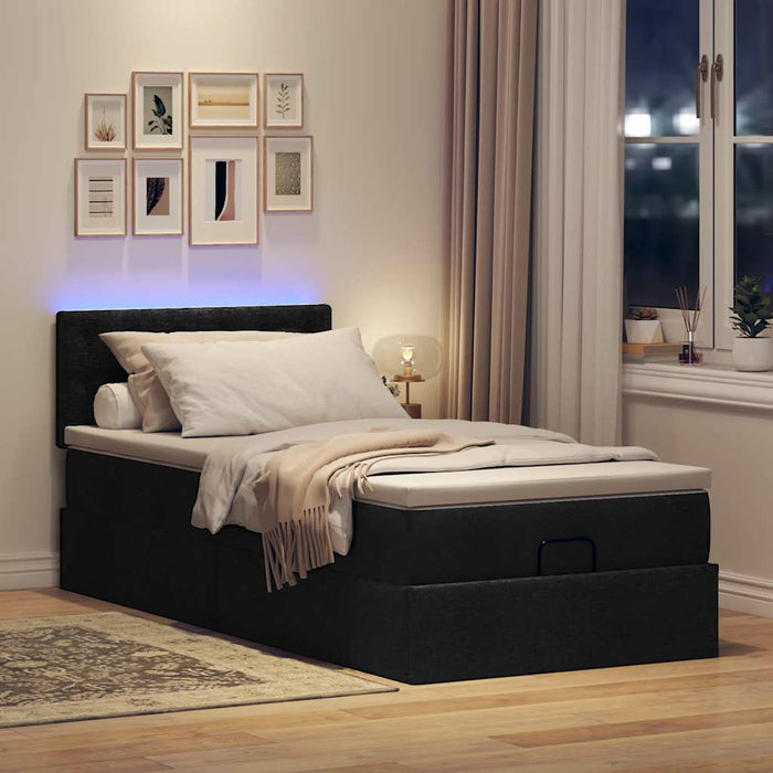 Pat otoman cu saltea și LED-uri, negru, 80x200cm, textil - WALTI WALTI