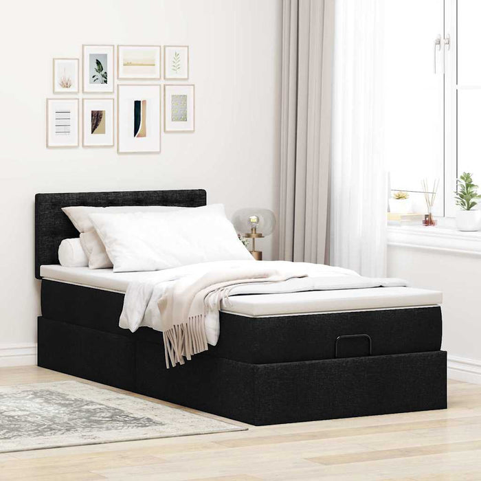 Pat otoman cu saltea și LED-uri, negru, 80x200cm, textil - WALTI WALTI