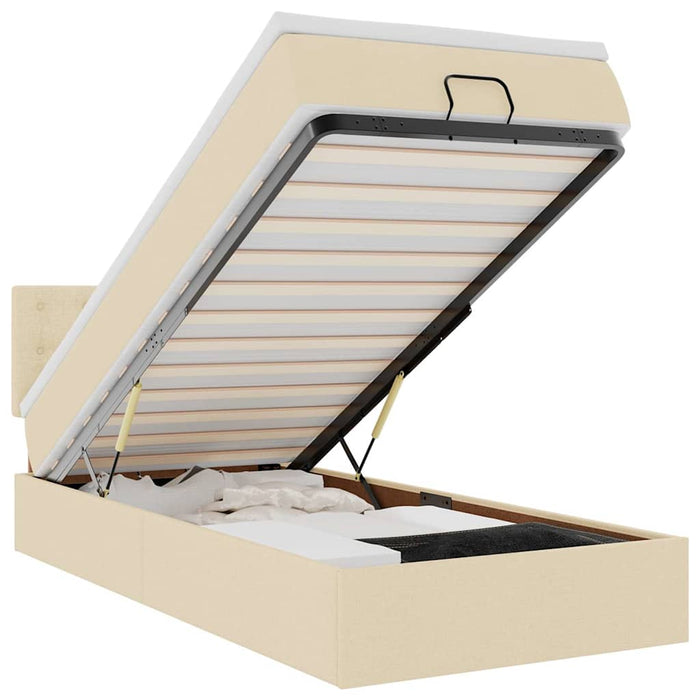 Cadru de pat otoman cu saltea crem 80x200cm stofa - WALTI WALTI