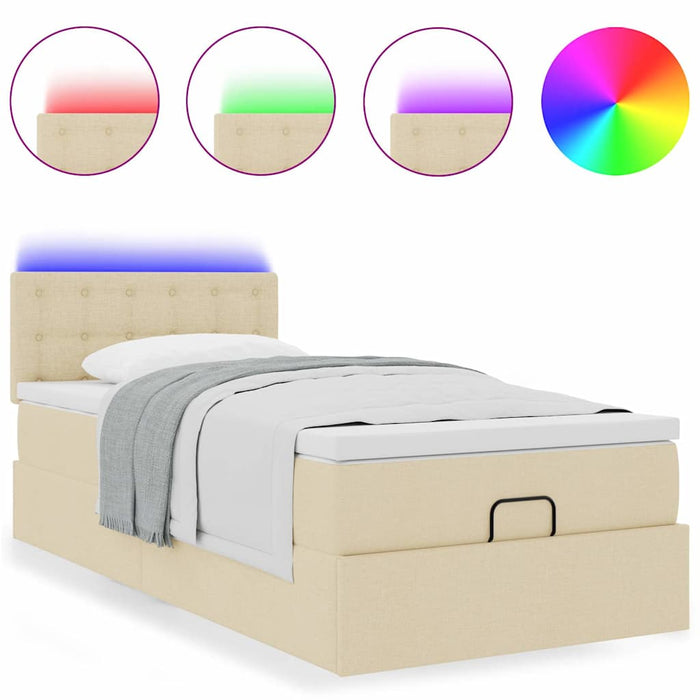 Cadru de pat otoman cu saltea crem 80x200cm stofa - WALTI WALTI