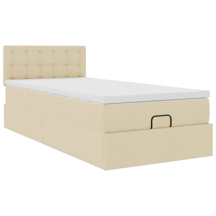 Cadru de pat otoman cu saltea crem 80x200cm stofa - WALTI WALTI