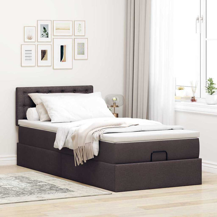 Pat otoman cu saltea țesătură maro închis 100x200 cm - WALTI WALTI