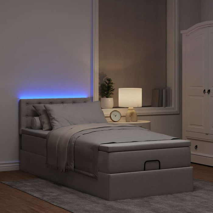 Pat otoman cu saltea Taupe 100x200 cm Stofa WALTI