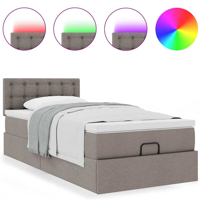 Pat otoman cu saltea Taupe 100x200 cm Stofa WALTI