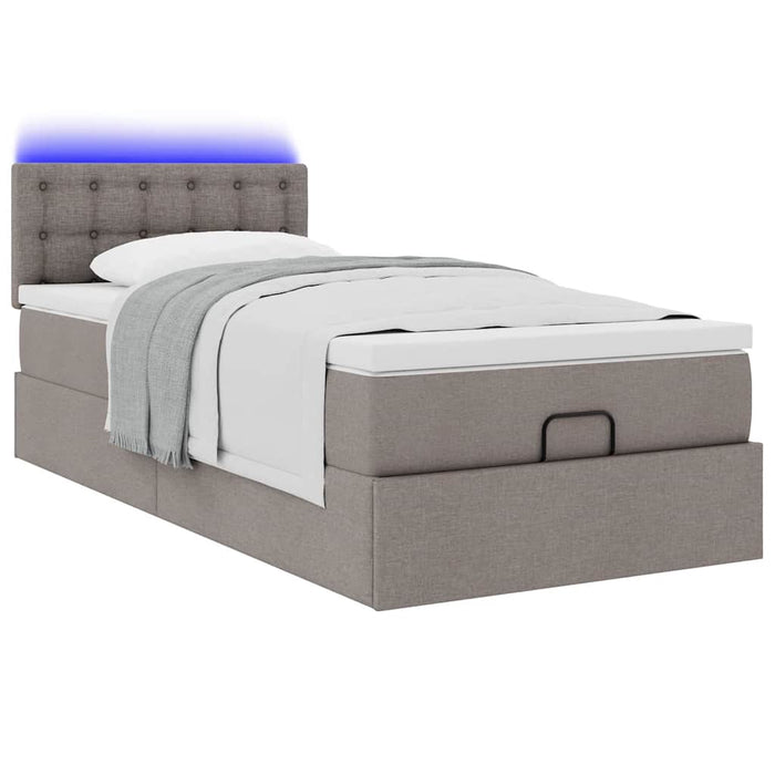 Pat otoman cu saltea Taupe 100x200 cm Stofa WALTI