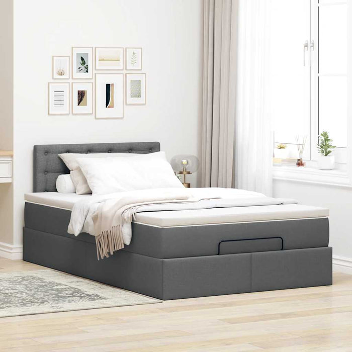Pat otoman cu saltea și LED-uri, gri închis, 120x190 cm, textil - WALTI WALTI