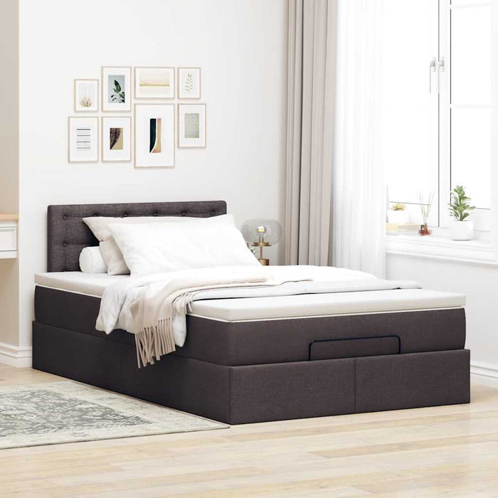 Cadru de pat otoman cu saltea țesătură maro închis 120x190 cm - WALTI WALTI