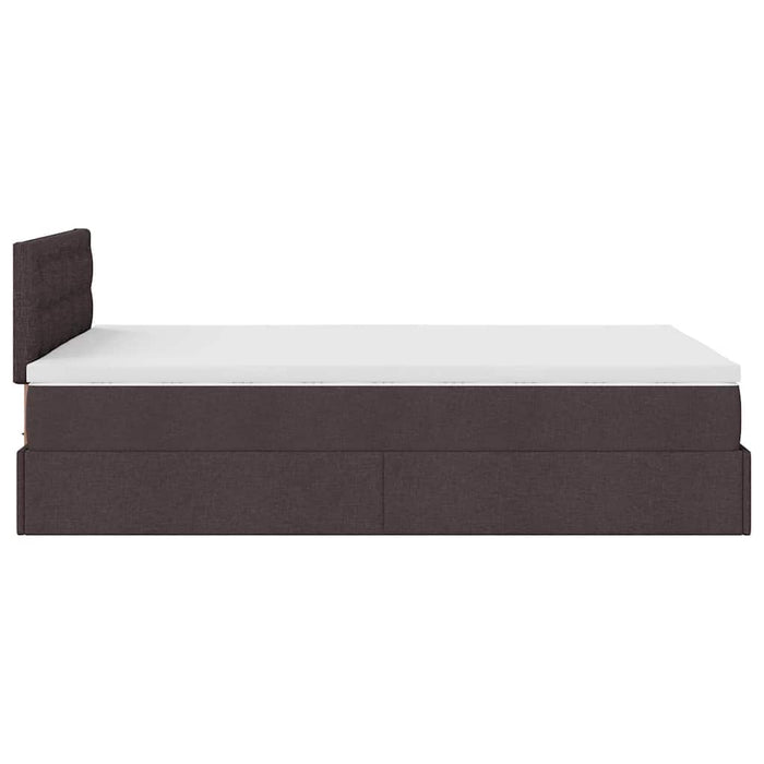 Cadru de pat otoman cu saltea țesătură maro închis 120x190 cm - WALTI WALTI