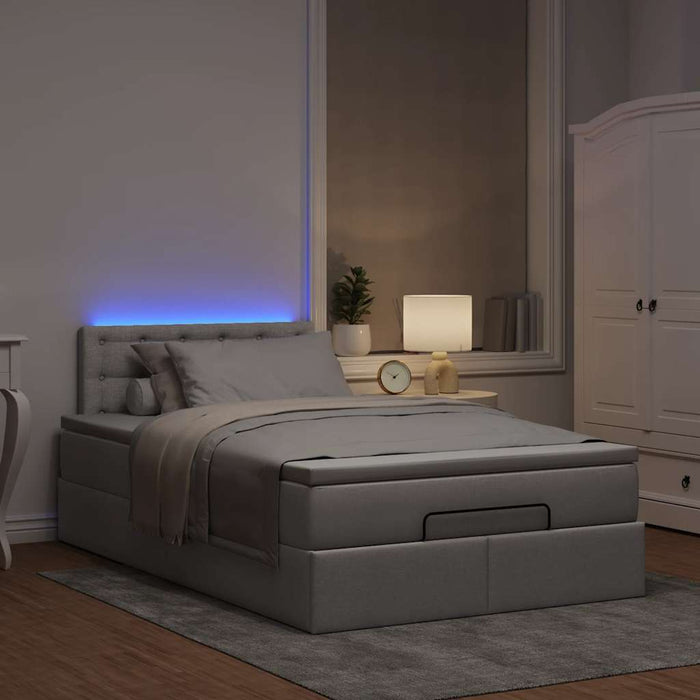 Pat otoman cu saltea și LED-uri, gri taupe, 120x190cm, textil - WALTI WALTI