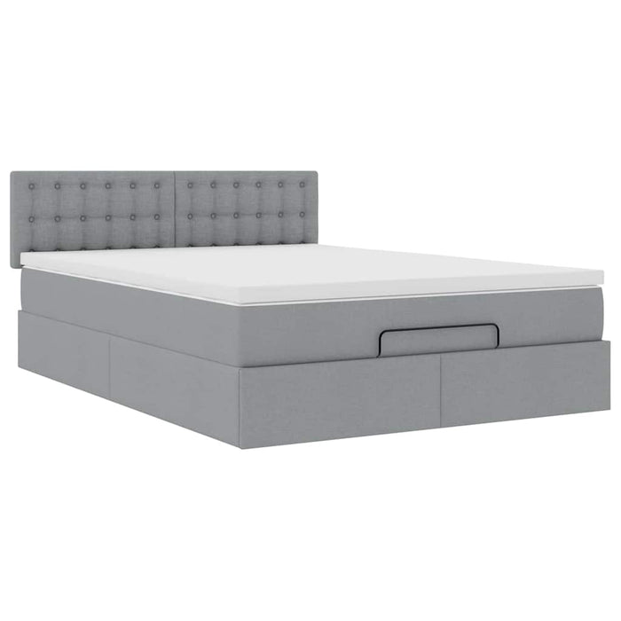 Pat otoman cu saltea și LED-uri țesătură gri deschis 140x190 cm - WALTI WALTI