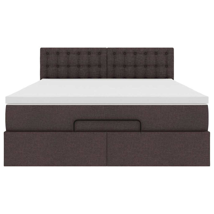 Pat otoman cu saltea și LED-uri țesătură maro închis 140x190 cm - WALTI WALTI