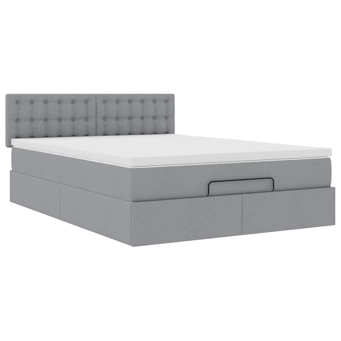 Cadru pat otoman cu saltea țesătură gri deschis 140x200cm - WALTI WALTI