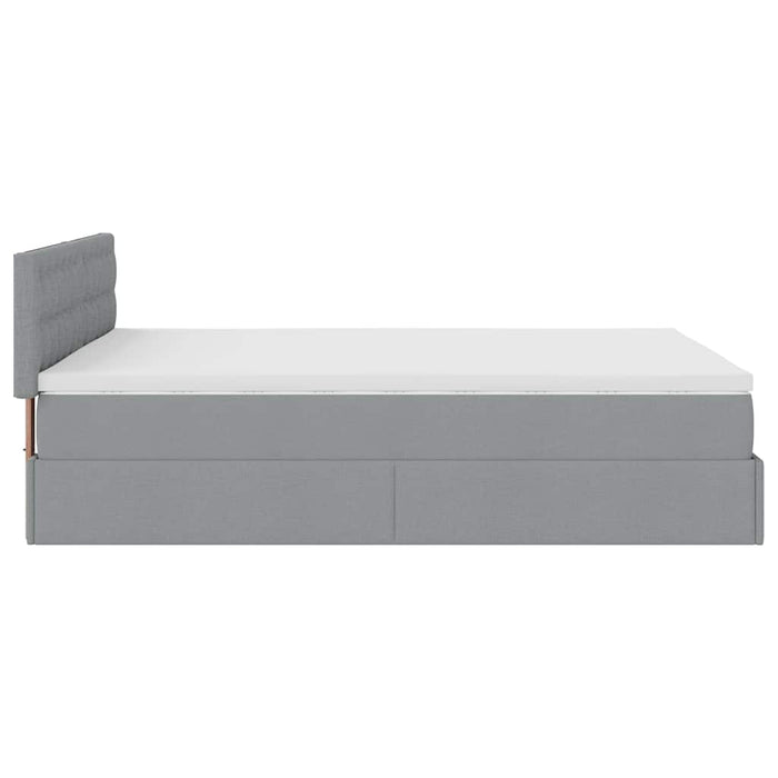 Cadru pat otoman cu saltea țesătură gri deschis 140x200cm - WALTI WALTI