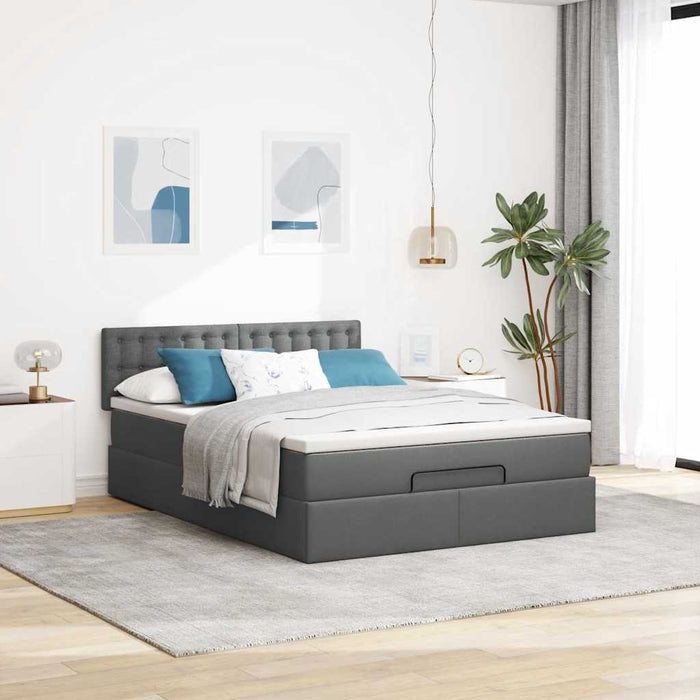 Pat otoman cu saltea și LED-uri țesătură gri închis 140x200 cm - WALTI WALTI