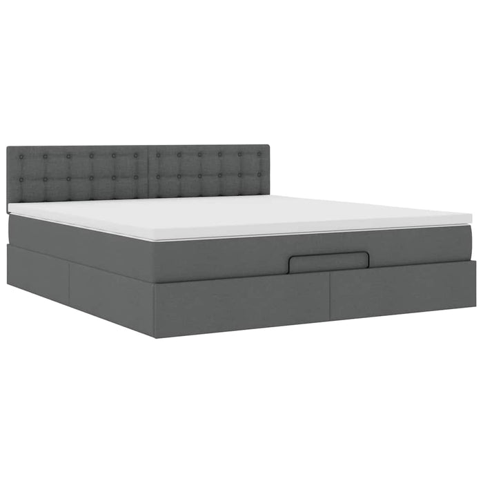 Cadru pat otoman cu saltea țesătură gri închis 160x200 cm - WALTI WALTI