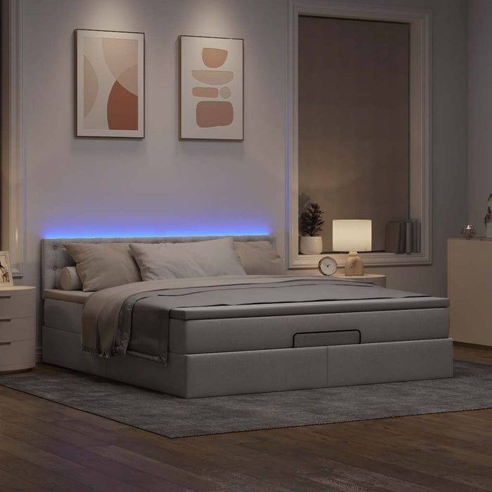 Cadru de pat otoman cu saltea Taupe 160x200cm Material WALTI
