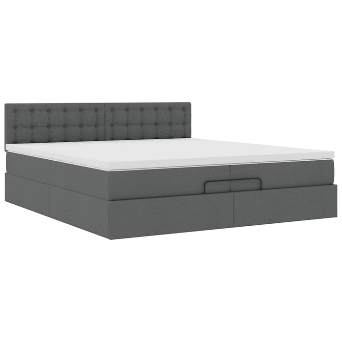 Cadru de pat otoman cu saltele țesătură gri închis 200x200cm WALTI