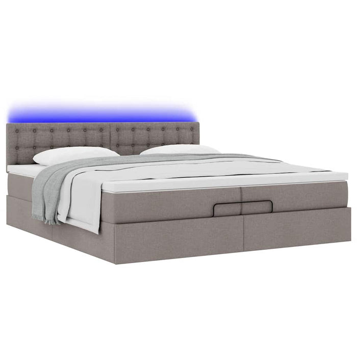 Cadru de pat otoman cu saltele Taupe 200x200cm țesătură WALTI