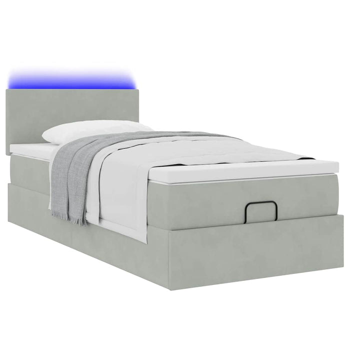 Cadru de pat otoman cu saltea Gri deschis 80x200cm catifea - WALTI WALTI