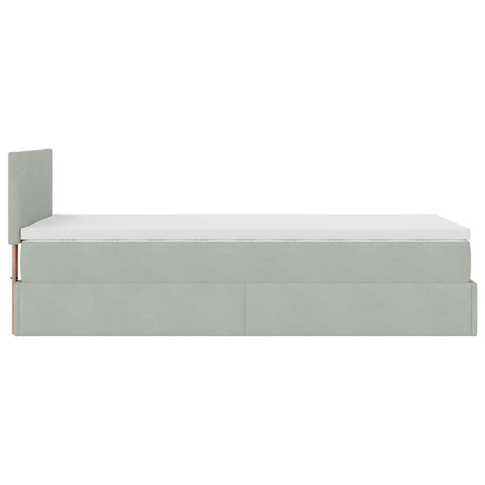 Cadru de pat otoman cu saltea Gri deschis 90x190cm catifea - WALTI WALTI