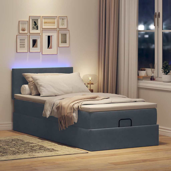 Cadru de pat otoman cu saltea catifea gri închis 90x190cm - WALTI WALTI