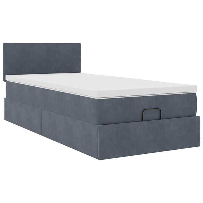 Cadru de pat otoman cu saltea catifea gri închis 90x190cm - WALTI WALTI